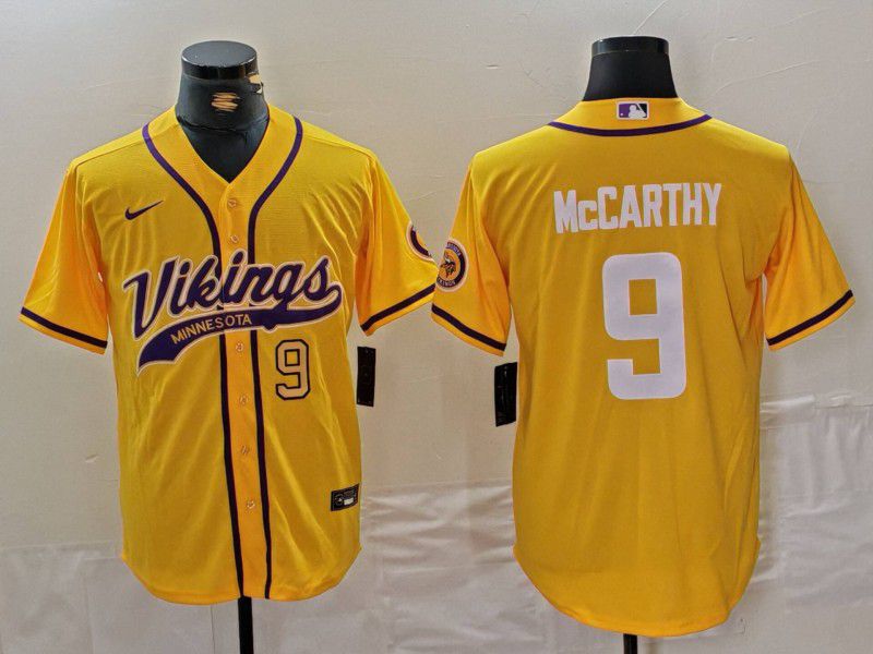 Men Minnesota Vikings 9 Mccarthy Yellow Joint Name 2024 Nike Limited NFL Jersey style 7